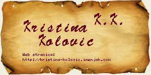 Kristina Kolović vizit kartica